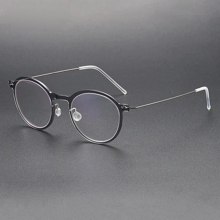 Aimee Unisex Full Rim Screwless Round Titanium Acetate Eyeglasses 6586 - Grey | Aimee at FuzWeb