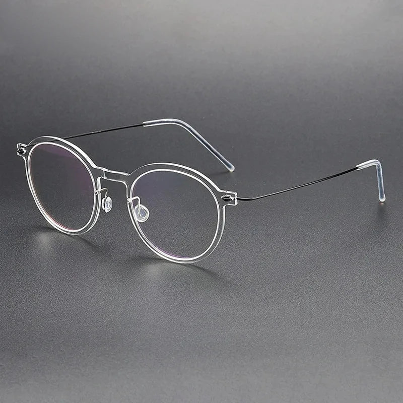 Aimee Unisex Full Rim Screwless Round Titanium Acetate Eyeglasses 6586 - Transparent | Aimee at FuzWeb