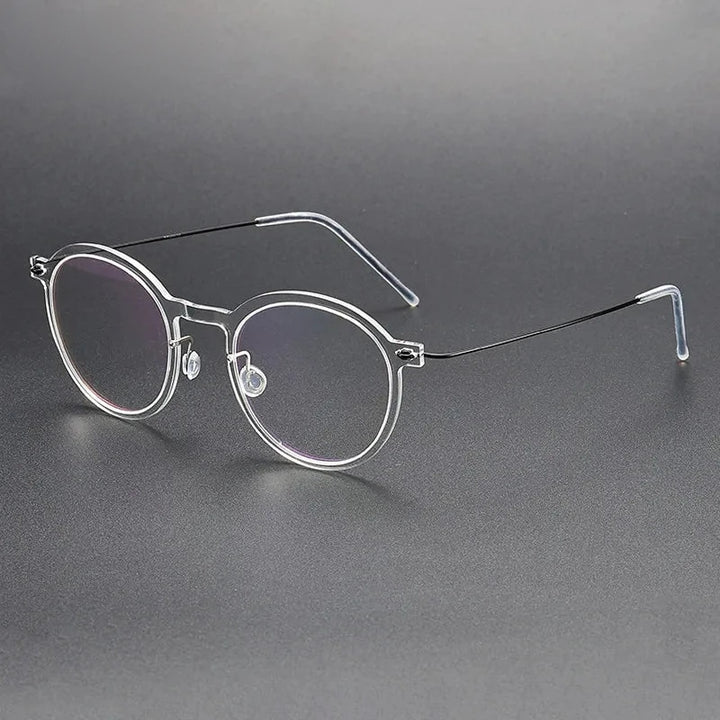 Aimee Unisex Full Rim Screwless Round Titanium Acetate Eyeglasses 6586 - Transparent | Aimee at FuzWeb