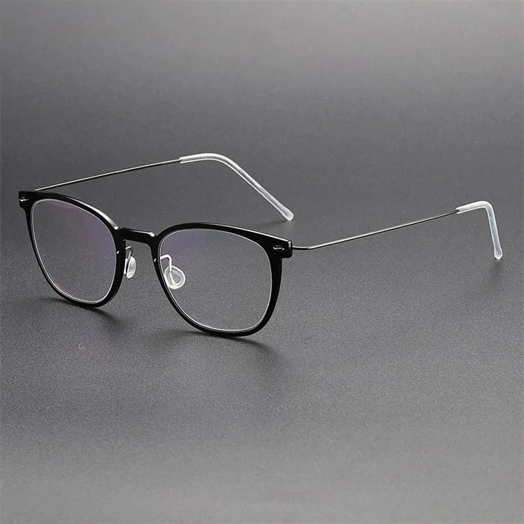 Aimee Unisex Full Rim Square Titanium Acetate Eyeglasses 6609 - Black-Grey | Aimee at FuzWeb