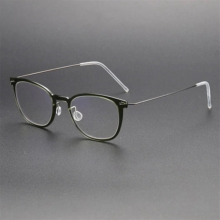 Aimee Unisex Full Rim Square Titanium Acetate Eyeglasses 6609 - Green | Aimee at FuzWeb