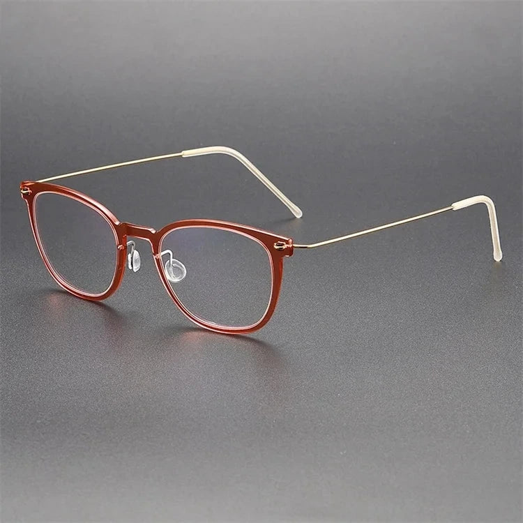 Aimee Unisex Full Rim Square Titanium Acetate Eyeglasses 6609 - Pink | Aimee at FuzWeb
