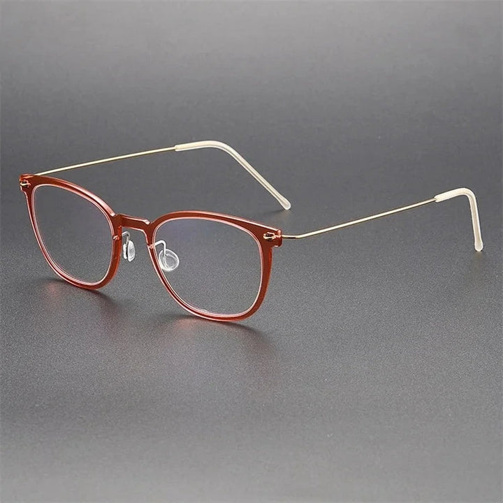 Aimee Unisex Full Rim Square Titanium Acetate Eyeglasses 6609 - Pink | Aimee at FuzWeb