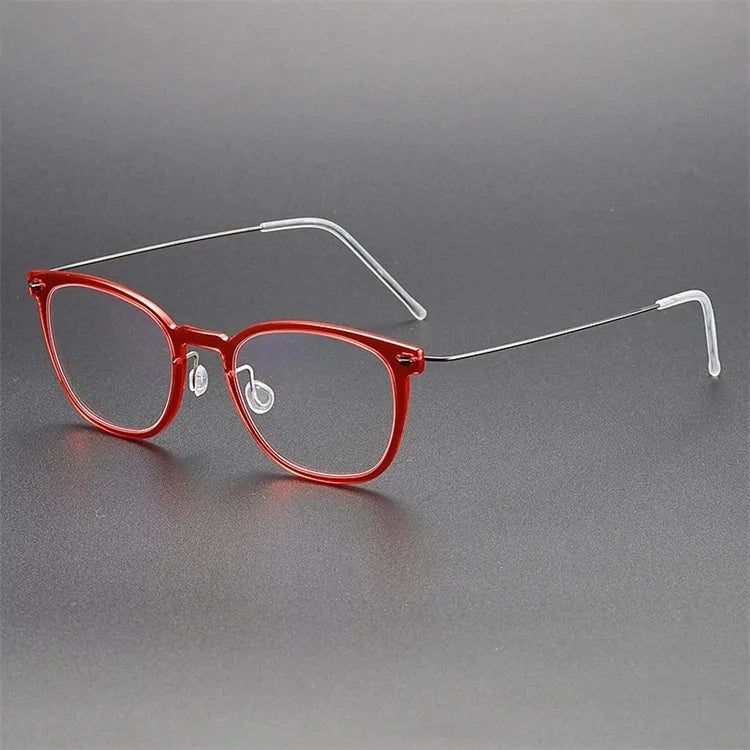 Aimee Unisex Full Rim Square Titanium Acetate Eyeglasses 6609 - Red | Aimee at FuzWeb