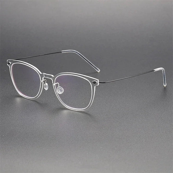 Aimee Unisex Full Rim Square Titanium Acetate Eyeglasses 6609 - Transparent | Aimee at FuzWeb