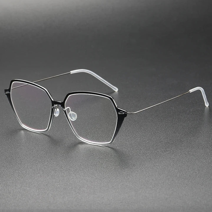 Aimee Unisex Full Rim Polygon Titanium Acetate Eyeglasses 6621 - Gradient-Grey | Aimee at FuzWeb