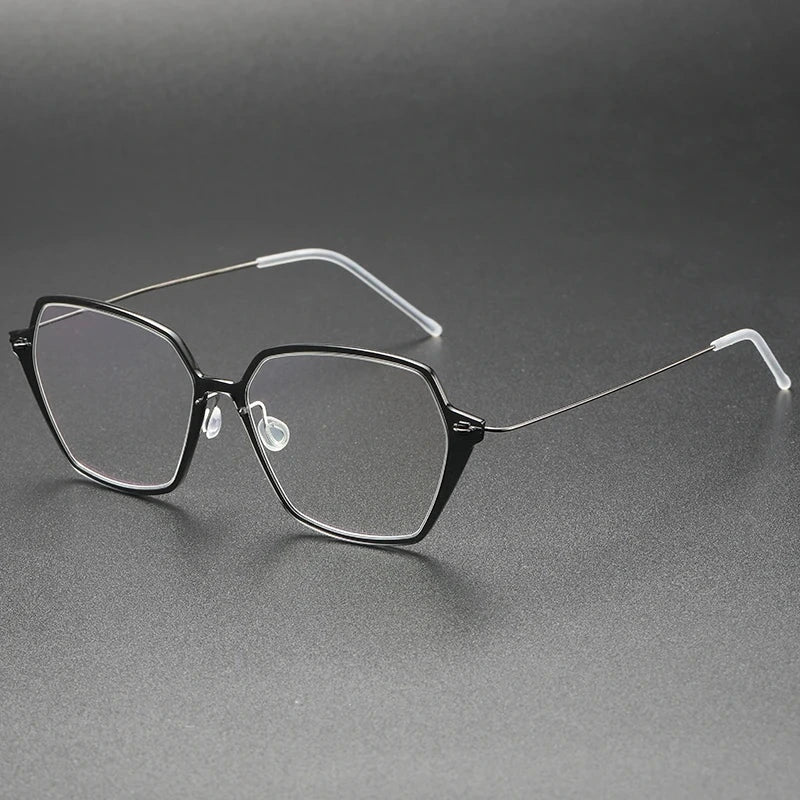 Aimee Unisex Full Rim Polygon Titanium Acetate Eyeglasses 6621 - Grey | Aimee at FuzWeb