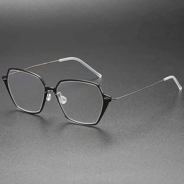 Aimee Unisex Full Rim Polygon Titanium Acetate Eyeglasses 6621 - Grey | Aimee at FuzWeb
