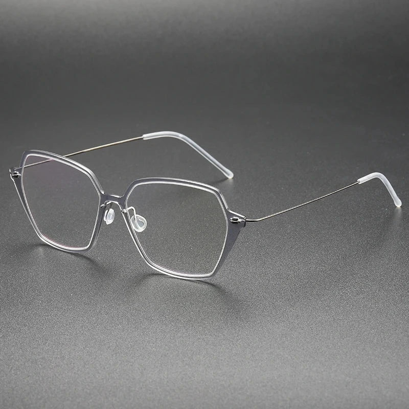 Aimee Unisex Full Rim Polygon Titanium Acetate Eyeglasses 6621 - Light-Grey | Aimee at FuzWeb
