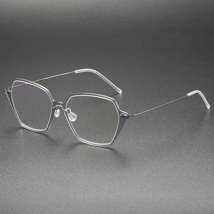 Aimee Unisex Full Rim Polygon Titanium Acetate Eyeglasses 6621 - Light-Grey | Aimee at FuzWeb