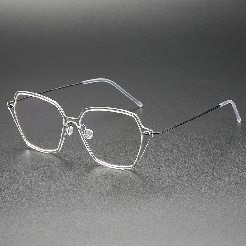 Aimee Unisex Full Rim Polygon Titanium Acetate Eyeglasses 6621 - Transparent | Aimee at FuzWeb