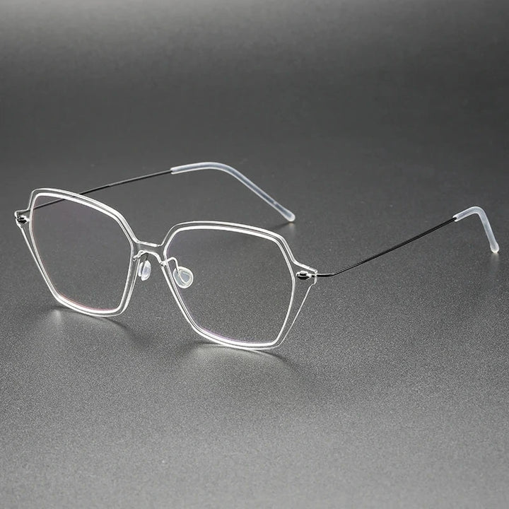 Aimee Unisex Full Rim Polygon Titanium Acetate Eyeglasses 6621 - Transparent | Aimee at FuzWeb