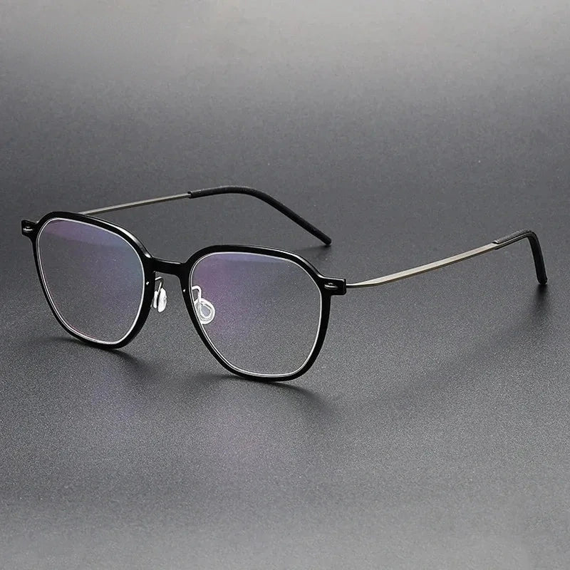 Aimee Unisex Full Rim Polygon Titanium Acetate Eyeglasses 6627 - Black-Grey | Aimee at FuzWeb
