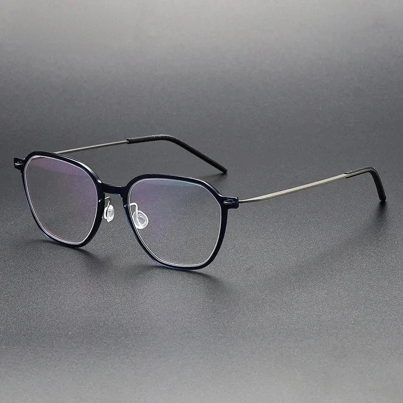 Aimee Unisex Full Rim Polygon Titanium Acetate Eyeglasses 6627 - Blue | Aimee at FuzWeb