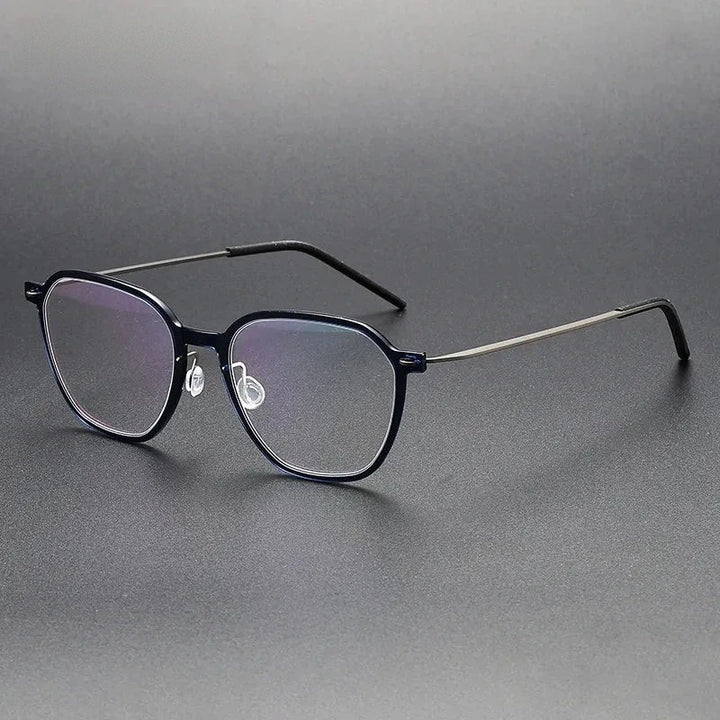 Aimee Unisex Full Rim Polygon Titanium Acetate Eyeglasses 6627 - Blue | Aimee at FuzWeb
