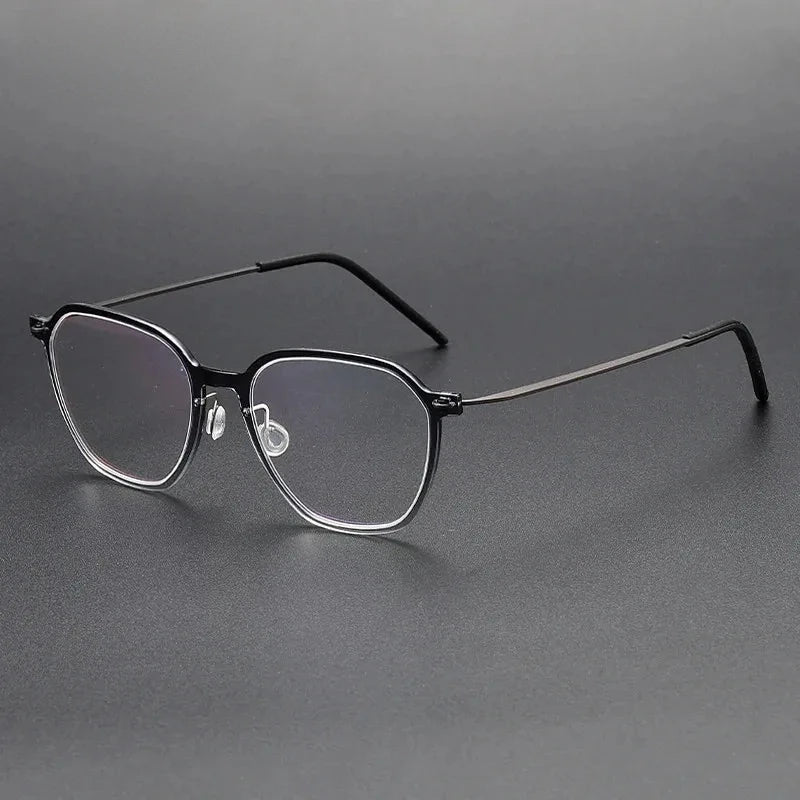 Aimee Unisex Full Rim Polygon Titanium Acetate Eyeglasses 6627 - Gradient-Grey | Aimee at FuzWeb