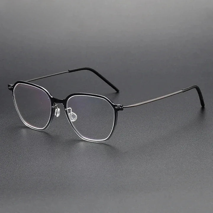Aimee Unisex Full Rim Polygon Titanium Acetate Eyeglasses 6627 - Gradient-Grey | Aimee at FuzWeb