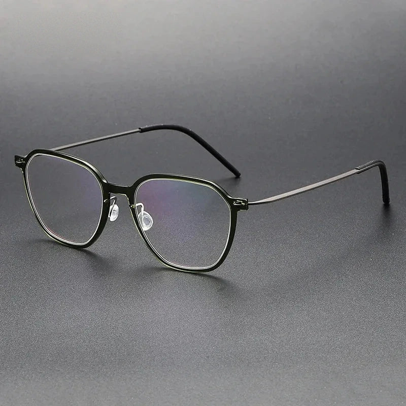 Aimee Unisex Full Rim Polygon Titanium Acetate Eyeglasses 6627 - Green | Aimee at FuzWeb