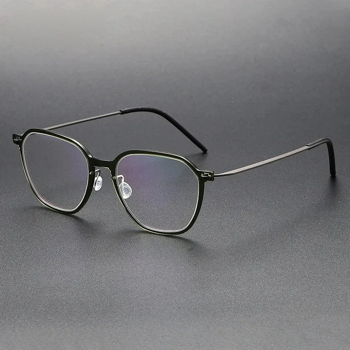 Aimee Unisex Full Rim Polygon Titanium Acetate Eyeglasses 6627 - Green | Aimee at FuzWeb