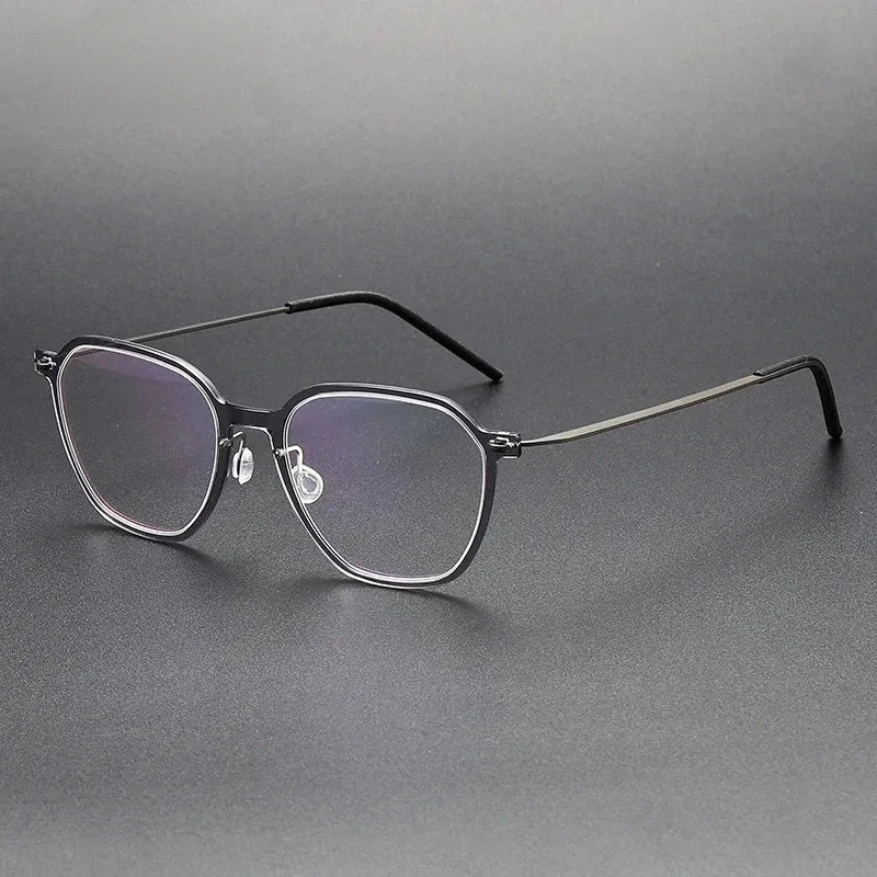 Aimee Unisex Full Rim Polygon Titanium Acetate Eyeglasses 6627 - Grey | Aimee at FuzWeb