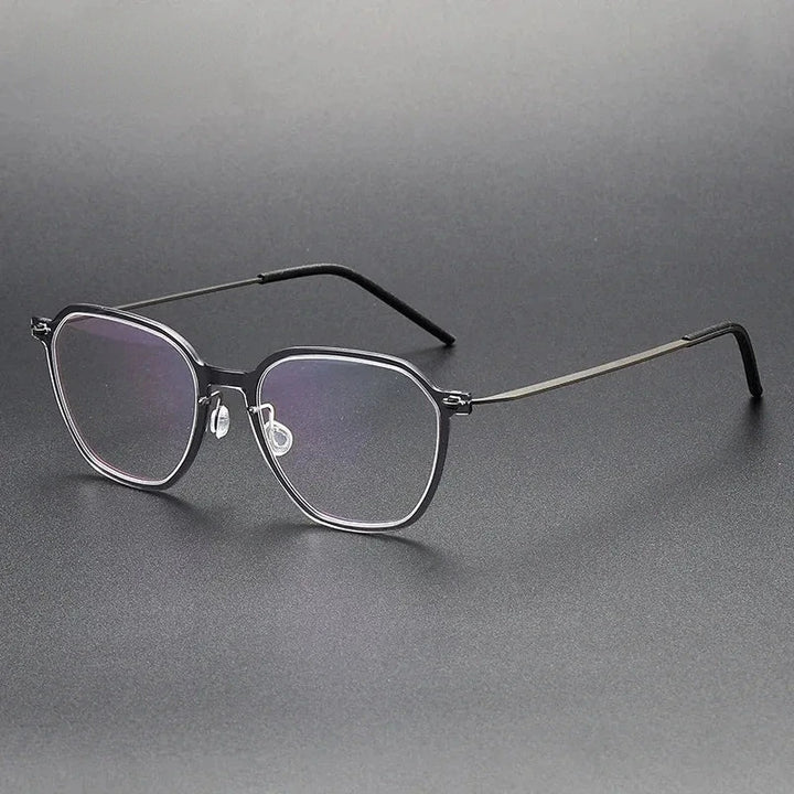 Aimee Unisex Full Rim Polygon Titanium Acetate Eyeglasses 6627 - Grey | Aimee at FuzWeb