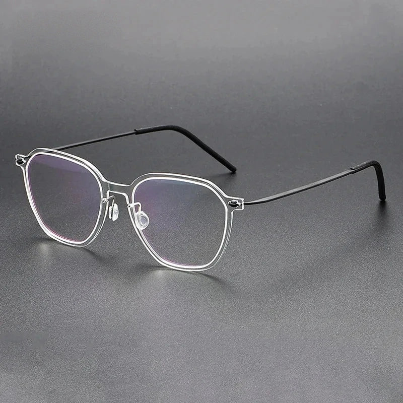 Aimee Unisex Full Rim Polygon Titanium Acetate Eyeglasses 6627 - Transparent | Aimee at FuzWeb