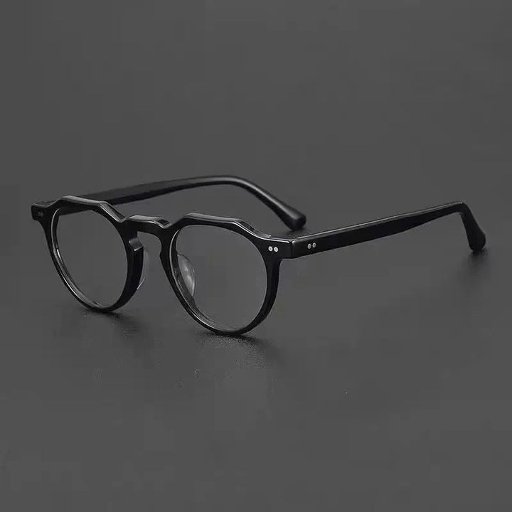 Aimee Unisex Full Rim Polygon Round Handmade Acetate Eyeglasses 8097 - Black | Aimee at FuzWeb