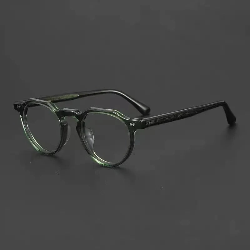 Aimee Unisex Full Rim Polygon Round Handmade Acetate Eyeglasses 8097 - Green | Aimee at FuzWeb