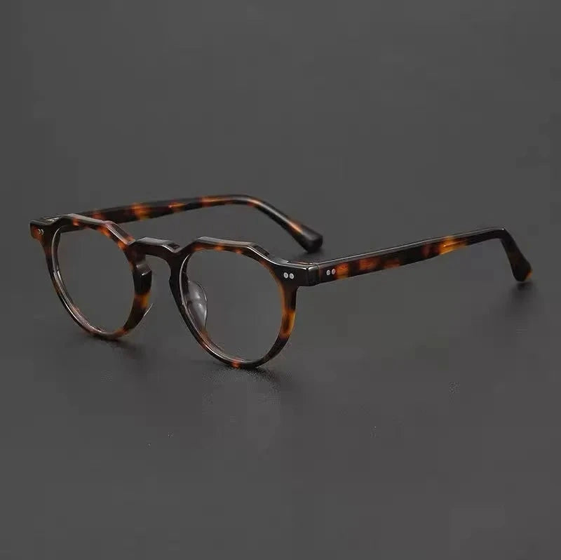 Aimee Unisex Full Rim Polygon Round Handmade Acetate Eyeglasses 8097 - Tortoise | Aimee at FuzWeb