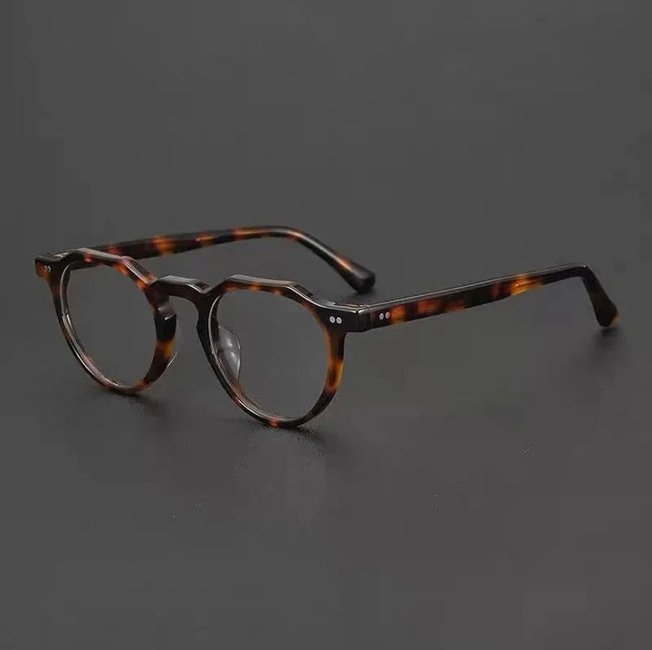 Aimee Unisex Full Rim Polygon Round Handmade Acetate Eyeglasses 8097 - Tortoise | Aimee at FuzWeb