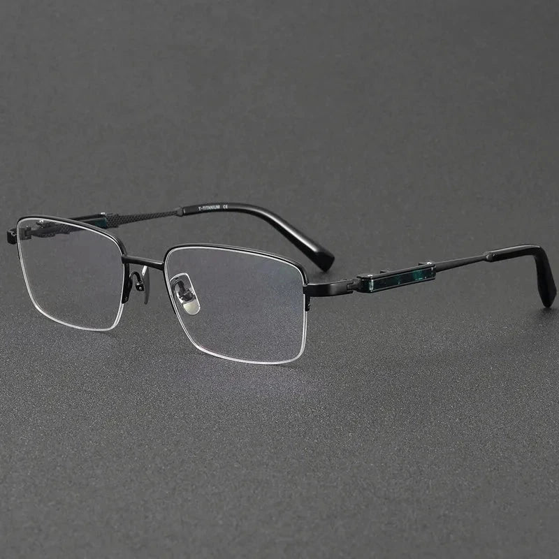 Aimee Unisex Semi Rimless Square Titanium Acetate Eyeglasses 81098 — view 3 | Aimee at FuzWeb