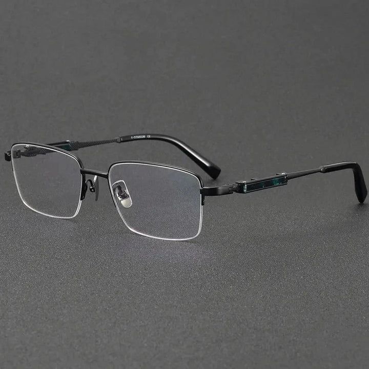 Aimee Unisex Semi Rimless Square Titanium Acetate Eyeglasses 81098 — view 3 | Aimee at FuzWeb