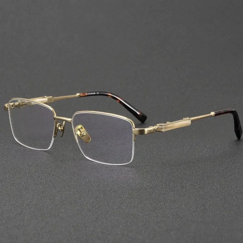 Aimee Unisex Semi Rimless Square Titanium Acetate Eyeglasses 81098 — view 1 | Aimee at FuzWeb