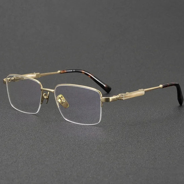 Aimee Unisex Semi Rimless Square Titanium Acetate Eyeglasses 81098 — view 1 | Aimee at FuzWeb
