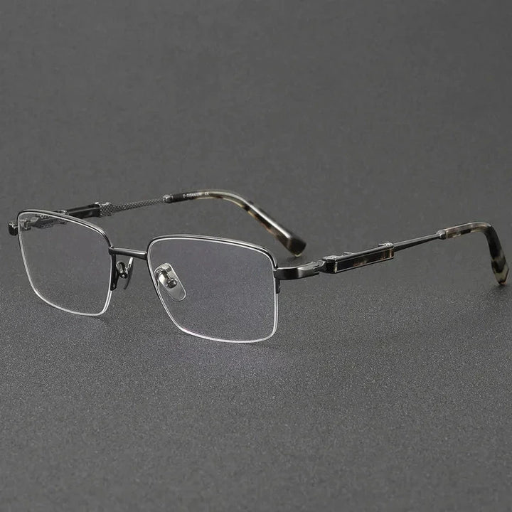 Aimee Unisex Semi Rimless Square Titanium Acetate Eyeglasses 81098 — view 4 | Aimee at FuzWeb