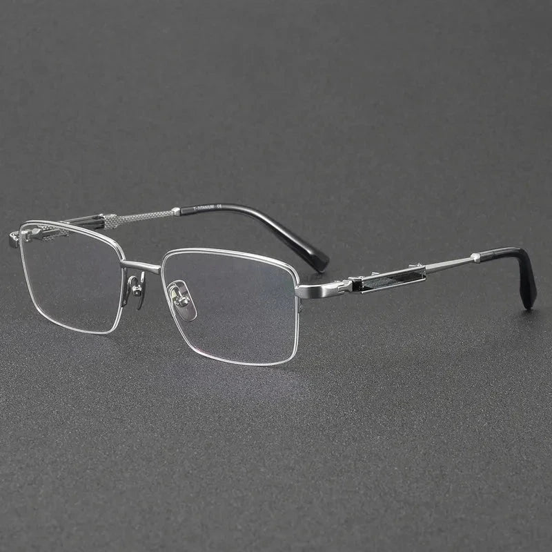 Aimee Unisex Semi Rimless Square Titanium Acetate Eyeglasses 81098 — view 2 | Aimee at FuzWeb