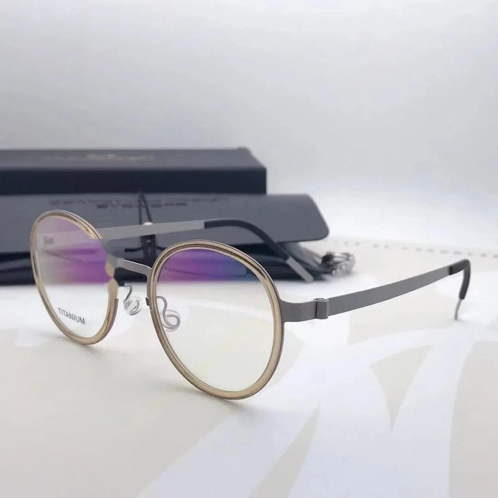Aimee Unisex Full Rim Round Titanium Acetate Eyeglasses 9752 — view 2 | Aimee at FuzWeb