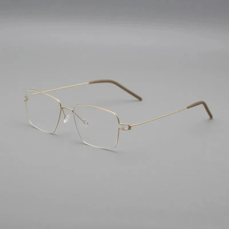 Aimee Unisex Full Rim Square Screwless Titanium Eyeglasses Aaron - Golden | Aimee at FuzWeb