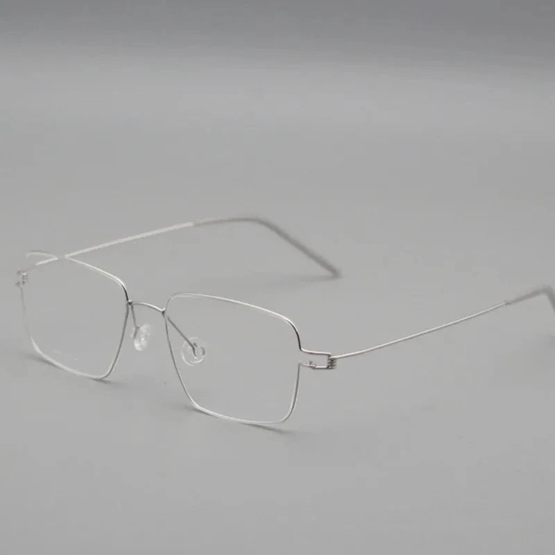 Aimee Unisex Full Rim Square Screwless Titanium Eyeglasses Aaron - Silver | Aimee at FuzWeb