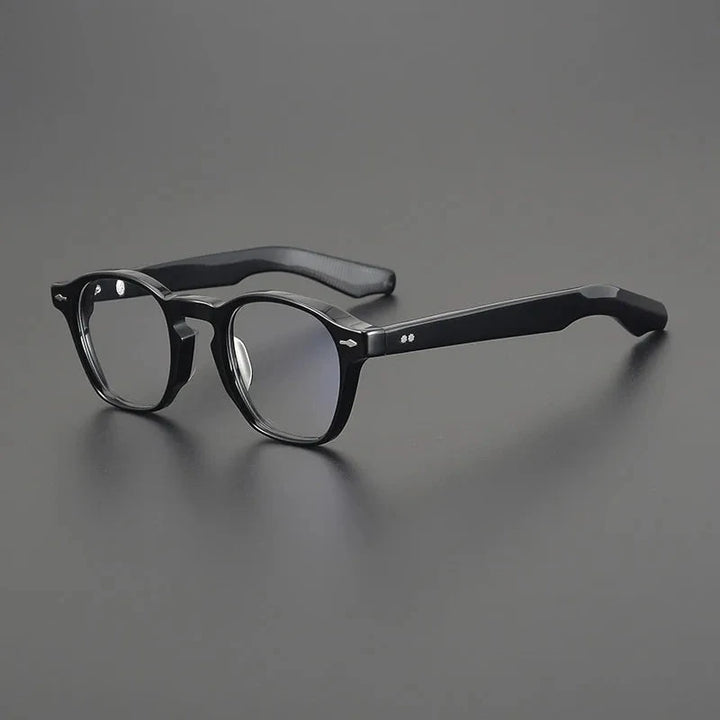 Aimee Unisex Full Rim Vintage Square Handmade Acetate Eyeglasses AC47 - Black | Aimee at FuzWeb