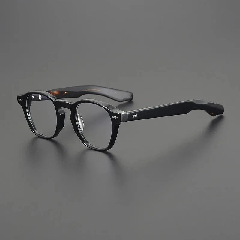 Aimee Unisex Full Rim Vintage Square Handmade Acetate Eyeglasses AC47 - Black-Tortoise | Aimee at FuzWeb