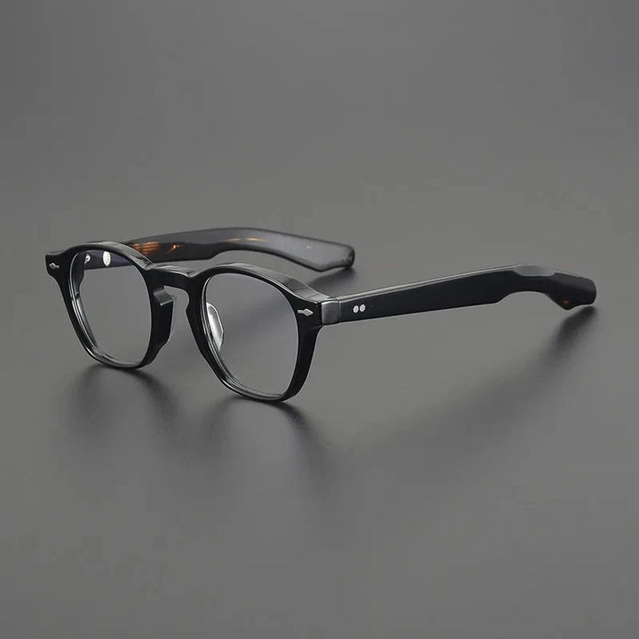 Aimee Unisex Full Rim Vintage Square Handmade Acetate Eyeglasses AC47 - Black-Tortoise | Aimee at FuzWeb