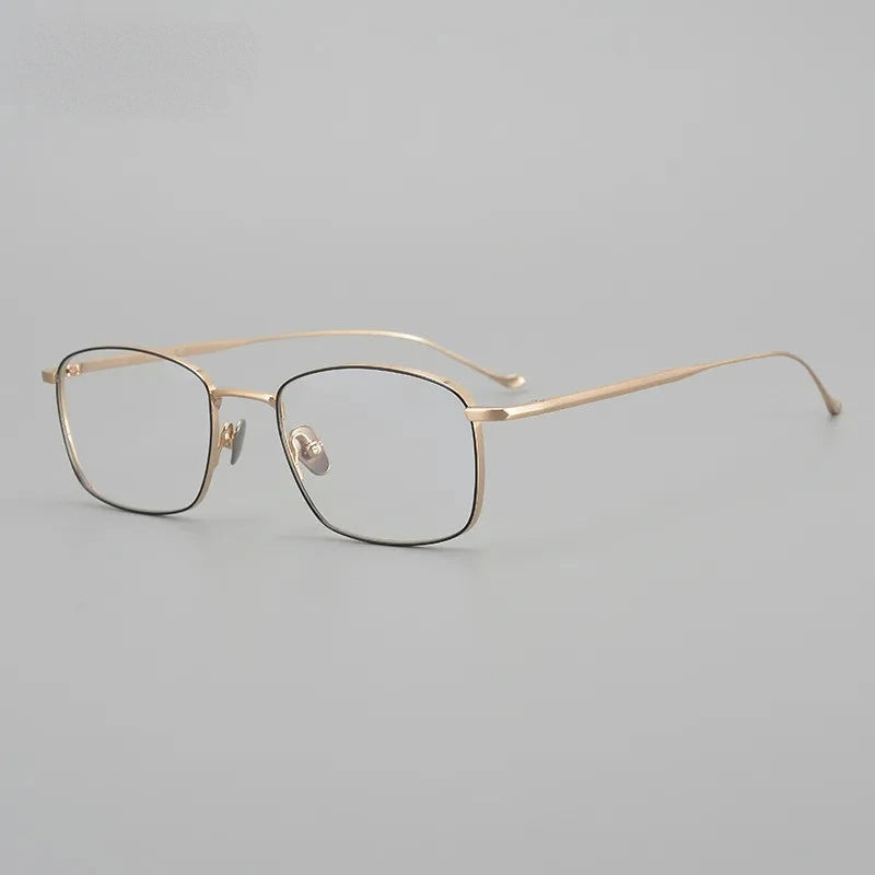 Aimee Unisex Full Rim Square Pure Titanium Eyeglasses Chrod - Black-Golden | Aimee at FuzWeb