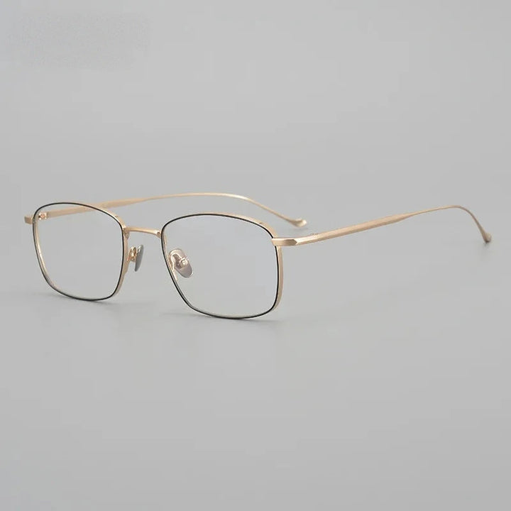 Aimee Unisex Full Rim Square Pure Titanium Eyeglasses Chrod - Black-Golden | Aimee at FuzWeb