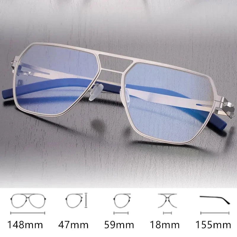 Aimee Unisex Full Rim Pilot Stainless Steel Eyeglasses Double-Beam - Official Size Chart and Dimensions