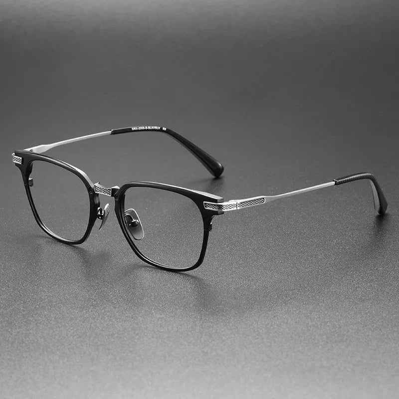 Aimee Unisex Full Rim Square Titanium Eyeglasses DRX2068 - Black-Silver