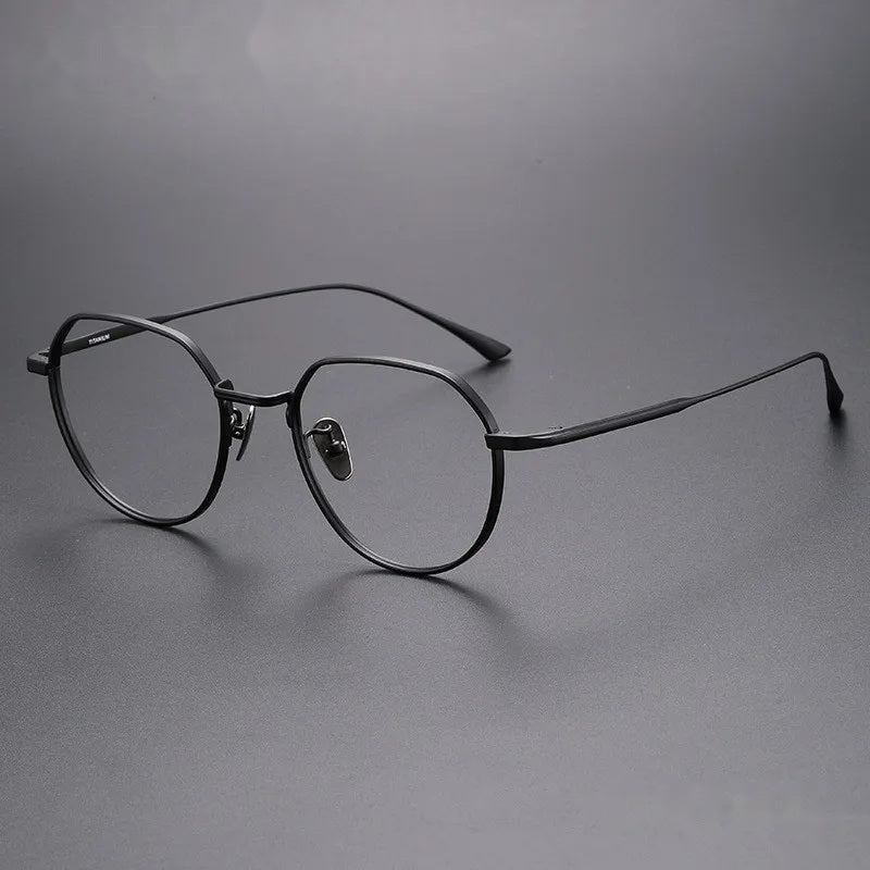 Aimee Full Rim 84600 Unisex Polygon Screwless Titanium Frames - Black