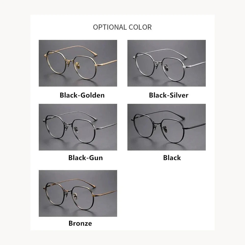Aimee Full Rim 84600 Unisex Polygon Screwless Titanium Frames - Black-Gun