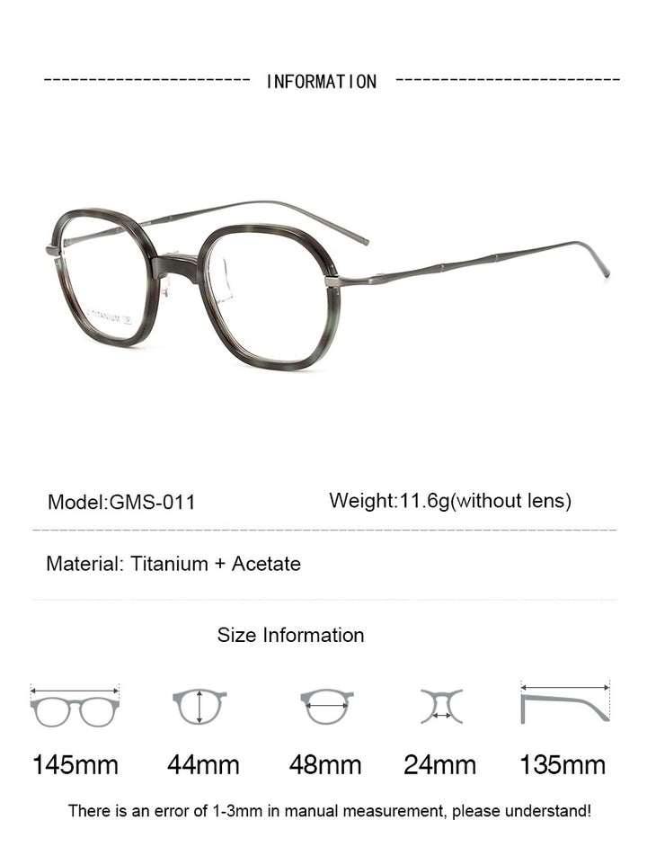Aimee GMS011 Eyeglasses — Frame Dimensions and Sizing Chart