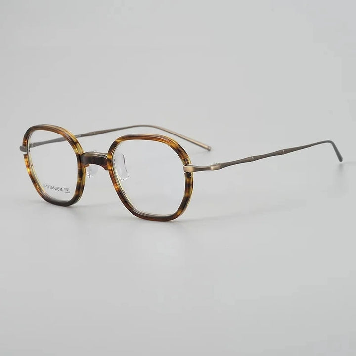 Aimee Unisex Full Rim Retro Round Titanium Acetate Eyeglasses GMS011 - Tortoise-Bronze | Aimee at FuzWeb